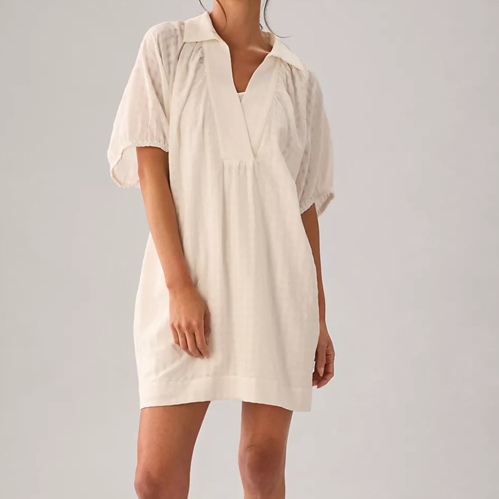 Anthropologie V-Neck Tiered-Sleeve Tunic Dress